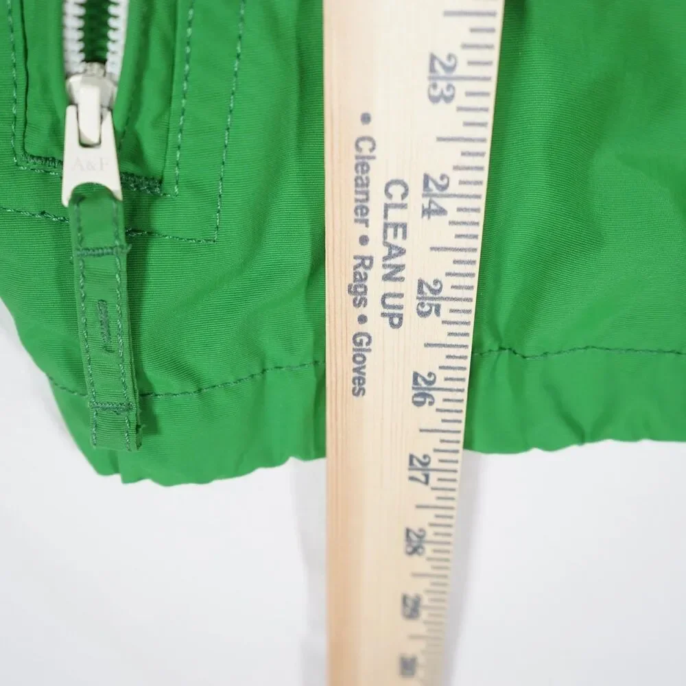 Abercrombie & Fitch Green Full Zip Nylon Jacket Patch Logo Large